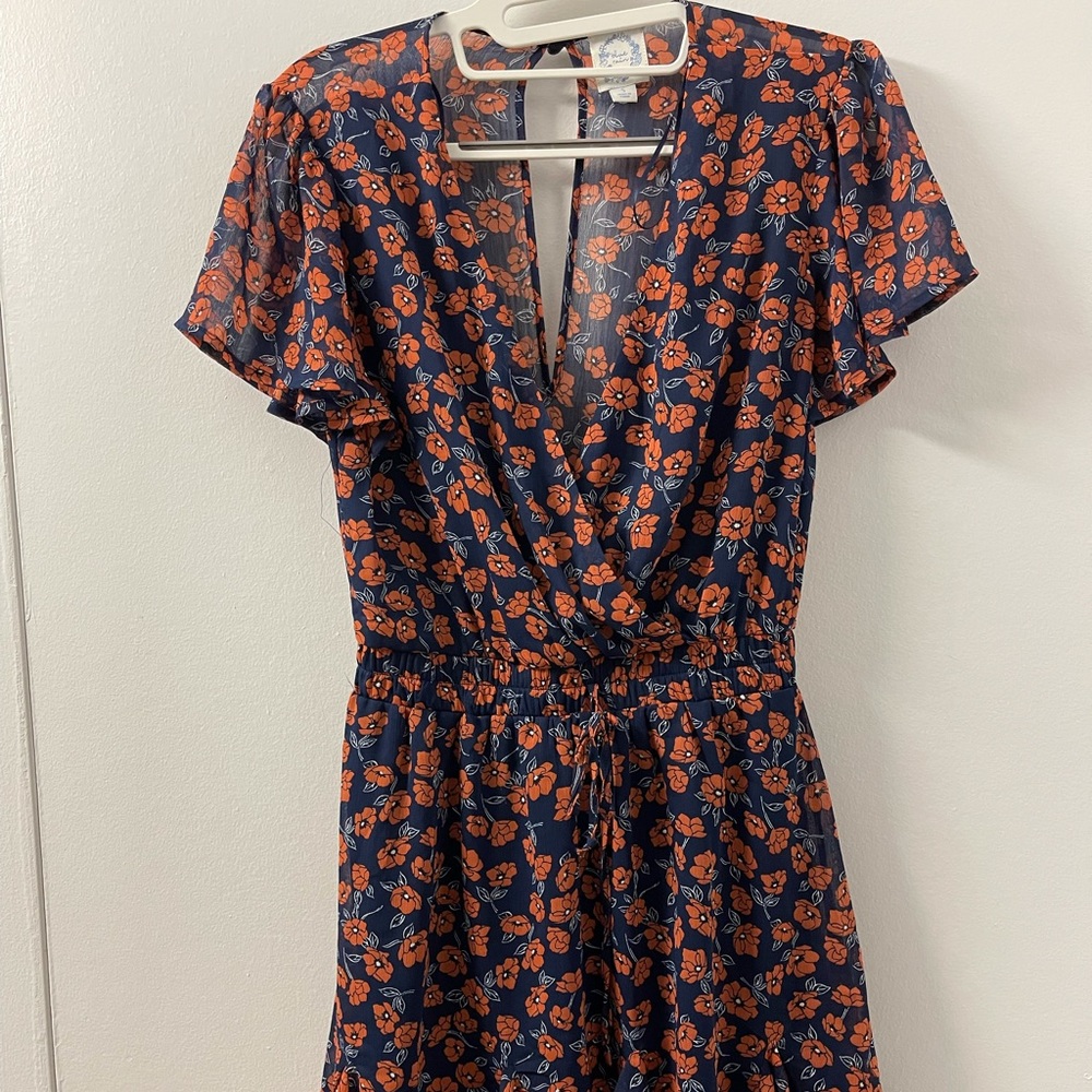 Blue with brown flowers flowy dress